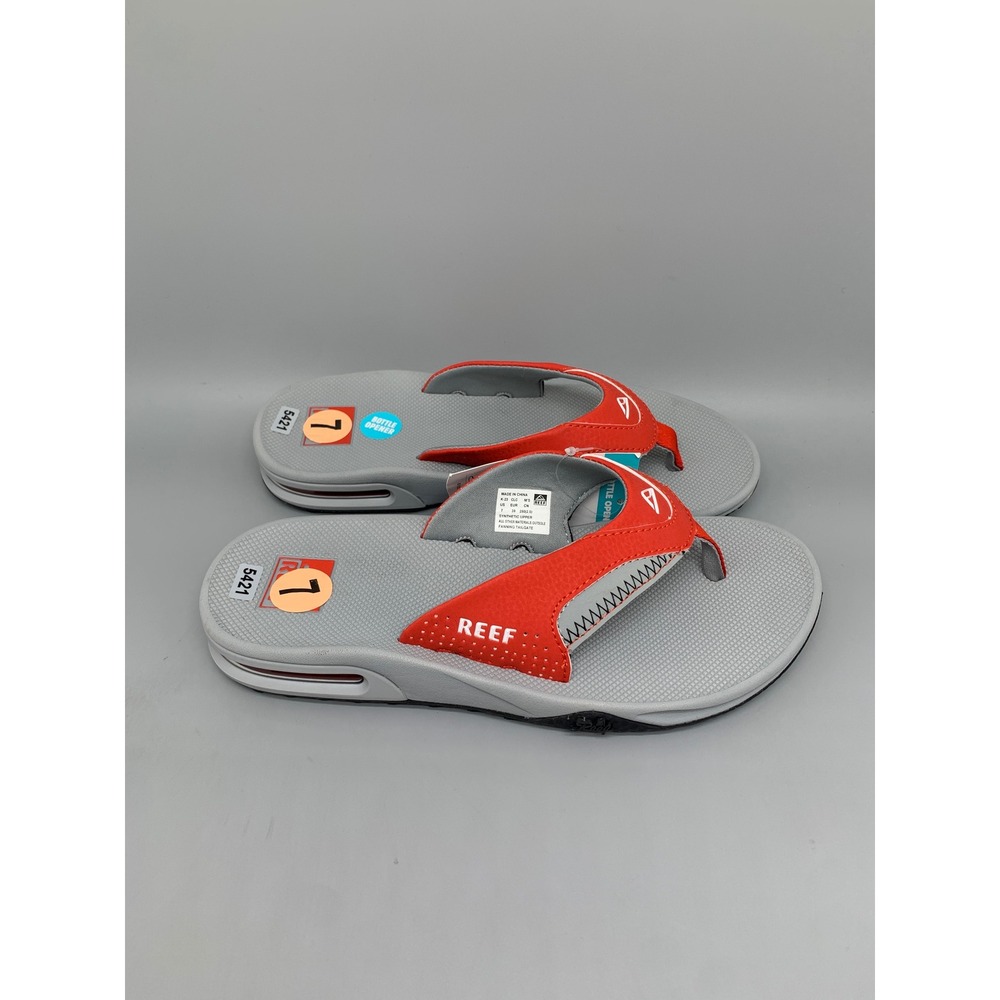 Reef Fanning Tailgate Gray Red Bottle Opener Sandals Men's Sz 7